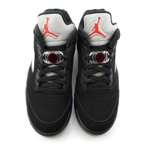 Nike Air Jordan V Retro Low Golf Shoes Black Silver Fire Red CU4523-003 Mens 8